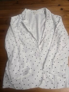 Caslon White Top with Navy Polka Dots